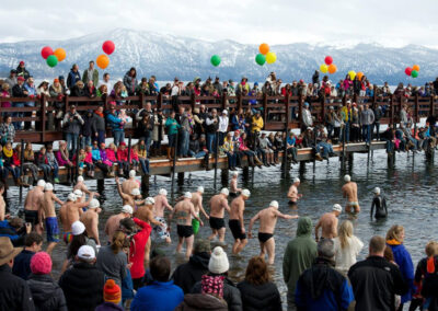 Gar Woods Polar bear swim in Lake Tahoe